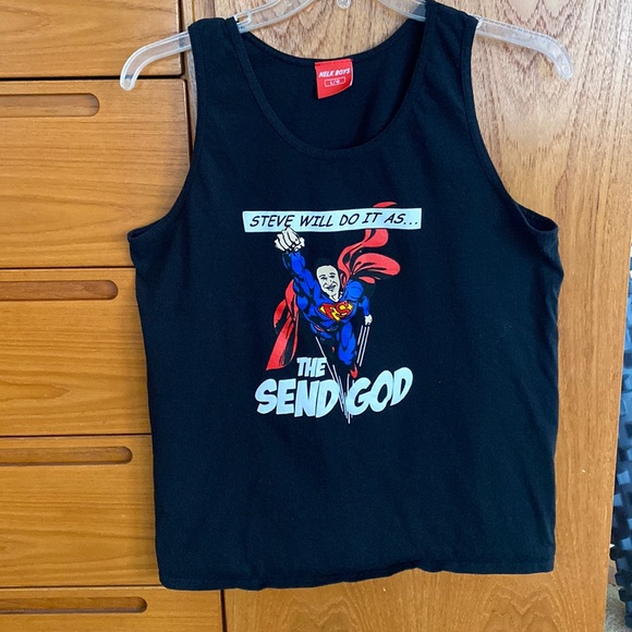 Mens Full Send black cotton Tank “Steve will do it as…The Send God”. Size large - Picture 1 of 4